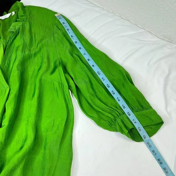 Toast Tiered Crinkle Twill Dress Spruce Green Midi Asymmetric Oversized Medium - Picture 9 of 14